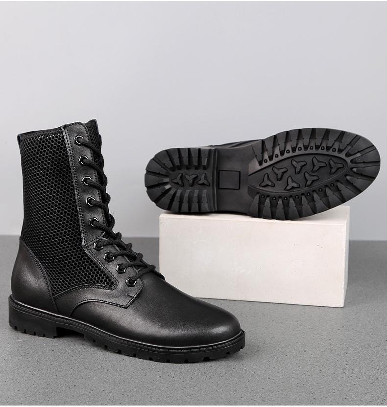 Men's Large Size Mesh Leather High-Top Casual Outdoor Work Boots (38-52)