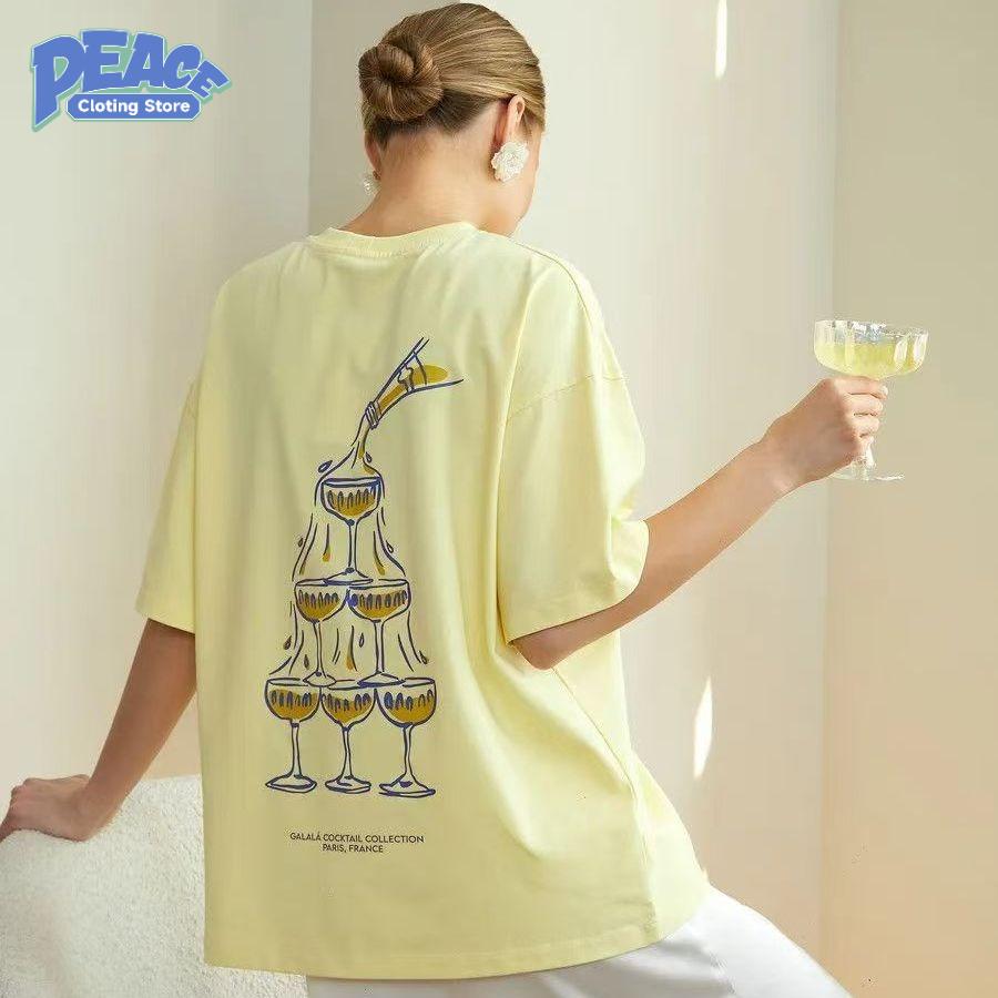 Drink Drink Drink Printed T-shirt Men and Women 100% Cotton T-shirt Summer Fashion Casual Comfy Couple Short Sleeve Top Harajuku
