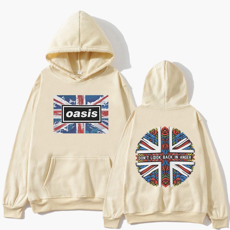 O-Oasis Grafik-Hoodies Britische Rockband Vintage Kapuzen-Sweatshirts Herren Damen Hip Hop Mode Lange Ärmel Übergroßer Pullover