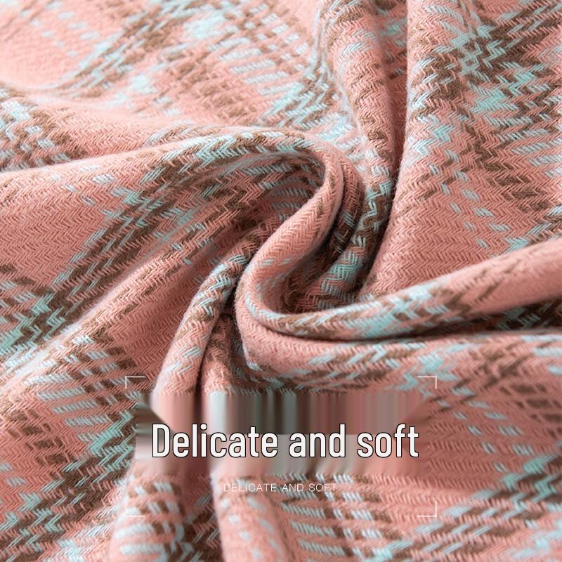 Classic Plaid Imitation Cashmere Tassel Scarf & Shawl