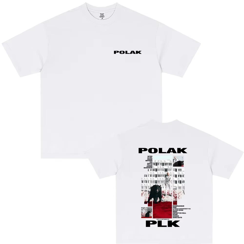 

Футболка с графикой рэпера Plk Polak Мужская Женская Мода Поп-музыка Уличная одежда Женские Повседневные Хлопковые Футболки с Принтом Винтажные Хип-хоп Футболки S