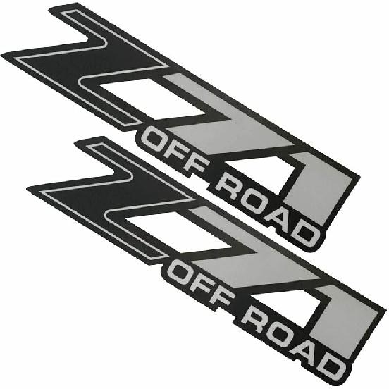2Pc Z71 Off Road Decals Stickers Emblem Replacement for Silverado Z71 2001-2006 Bed Side 1500 2500 HD (Silver Red)