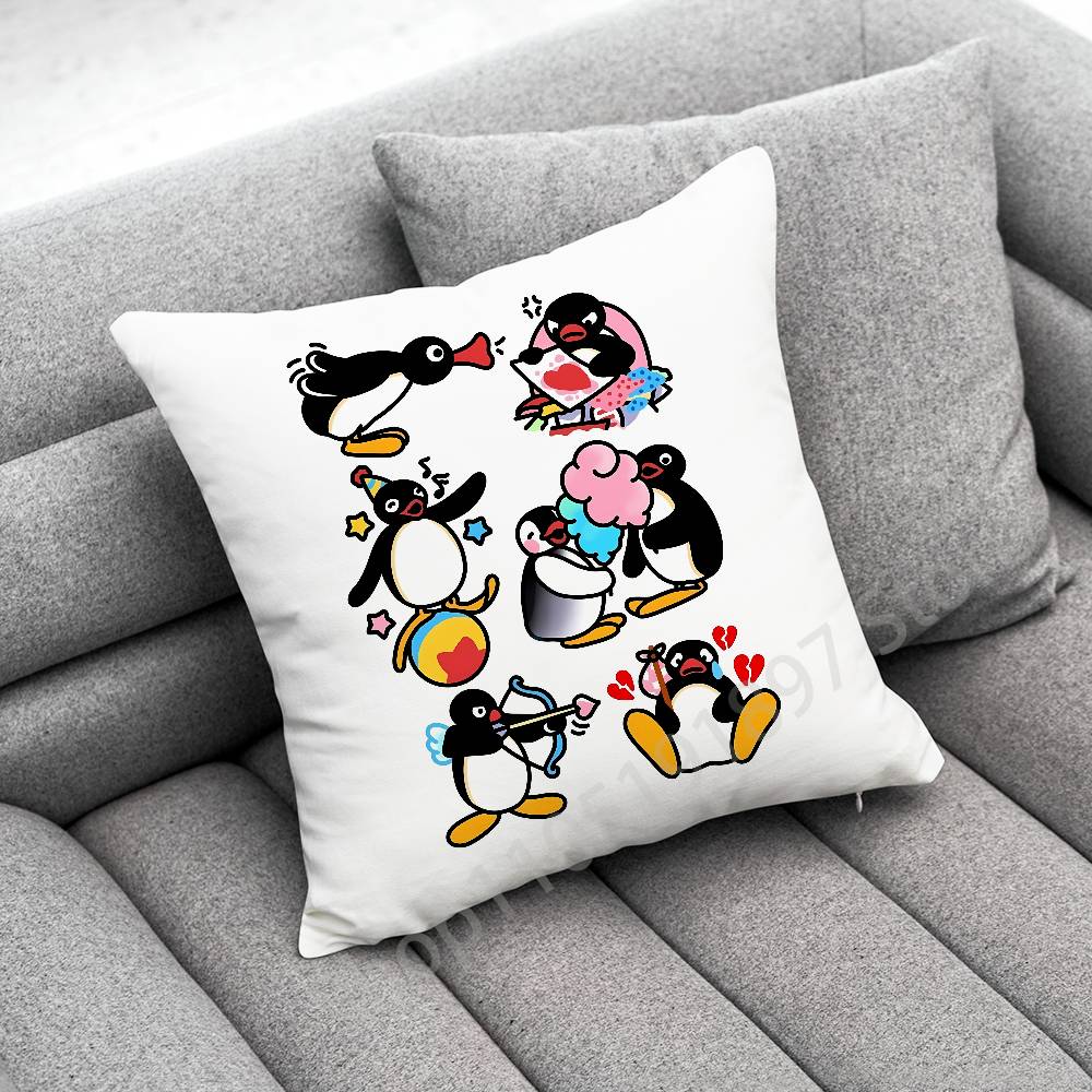 Penguin P-Pingu Funny Throw Pillow Case For 50X50Cm 40X40Cm 55X55Cm 45X45Cm 30X30Cm Square Bedroom Pillowcase Cover