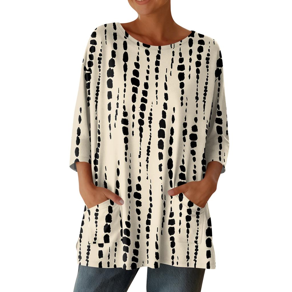 Damskie koszulki z rękawem 3/4 Koszulki z grafiką Koszulki Codzienne Podstawowe Top Bezrękawniki