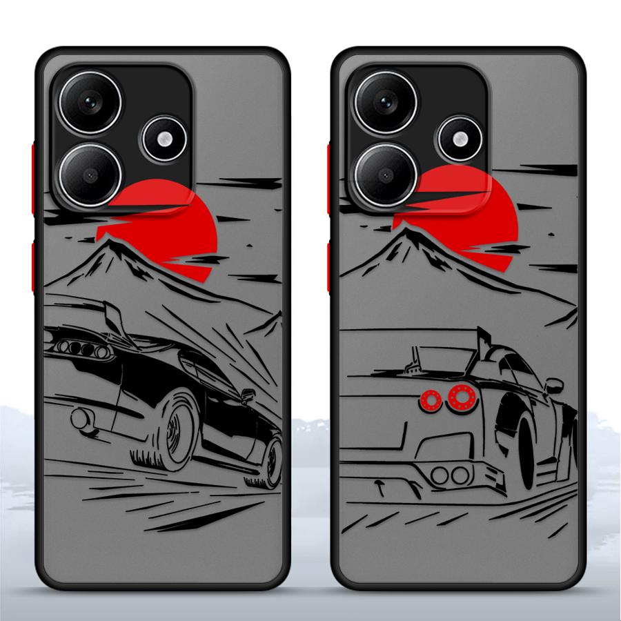 Cartoon Sunset Car Funda Back Phone Cover Case for Xiaomi Redmi Note 14 14C 10 13 Pro Plus 12 11 A4 13C 9S