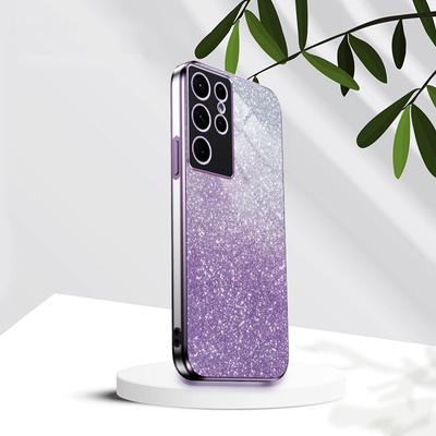 S 24 23 22 21 Luxusní Gradient Glitter Plating Case pro Samsung Galaxy S24 S23 S21 S10 S20 Fe S22 Plus Ultra silikonový zadní kryt