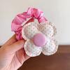 Hair Tie Dot Plaid Print Handcrafted Bow Flower Design Hair Rope Soft Fabric High Elasticity Pastoral Style Hair Band Hair Accessory