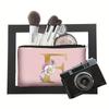 Flower  Letter Print Zipper Storage Bag  Lightweight Versatile Pouch Trendy Clutch Bag