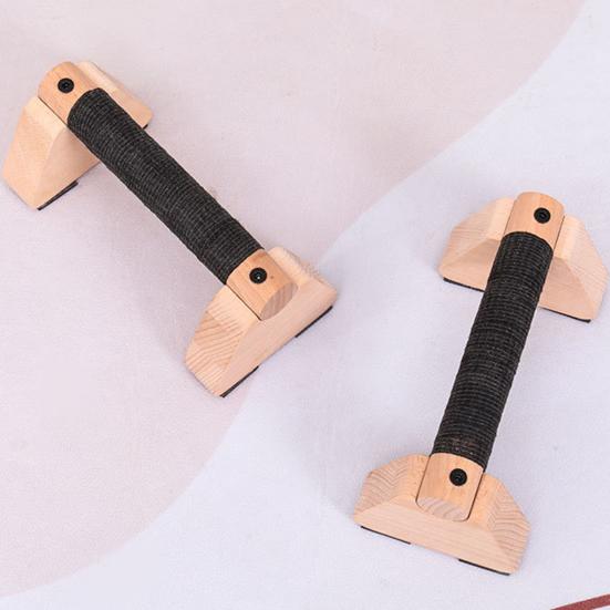2Pcs Wooden Push-Up Bar Stand Ergonomic Anti-slip Grip Home Gym Floor Workout Strength Training Push-up Parallettes Bar Fitness Handle