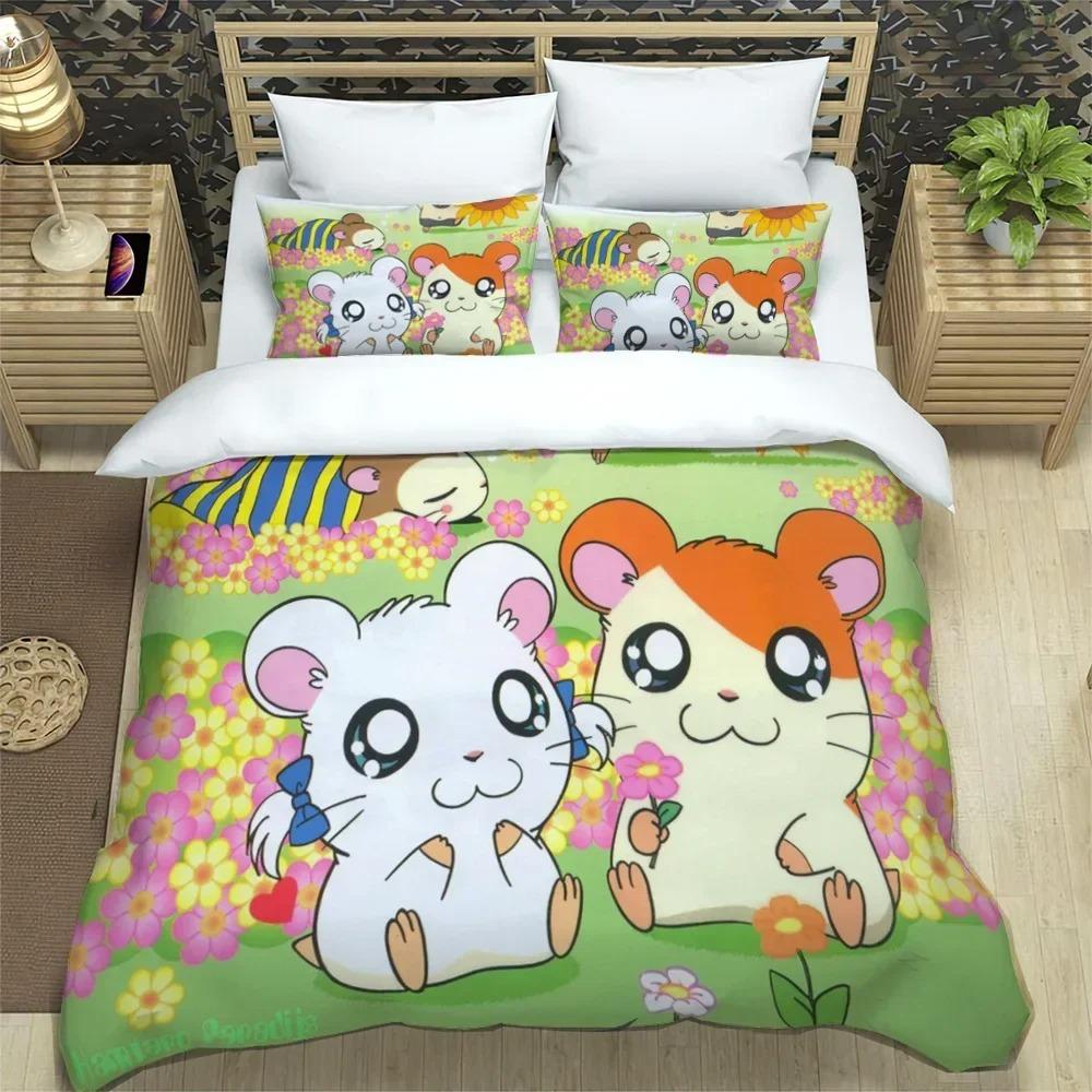 3D Printing Cartoon Lovely Hamtaro Bedding Set Duvet Cover Pillow Set Birthday Gift Children Quilt Cover Bedding Home Textiles