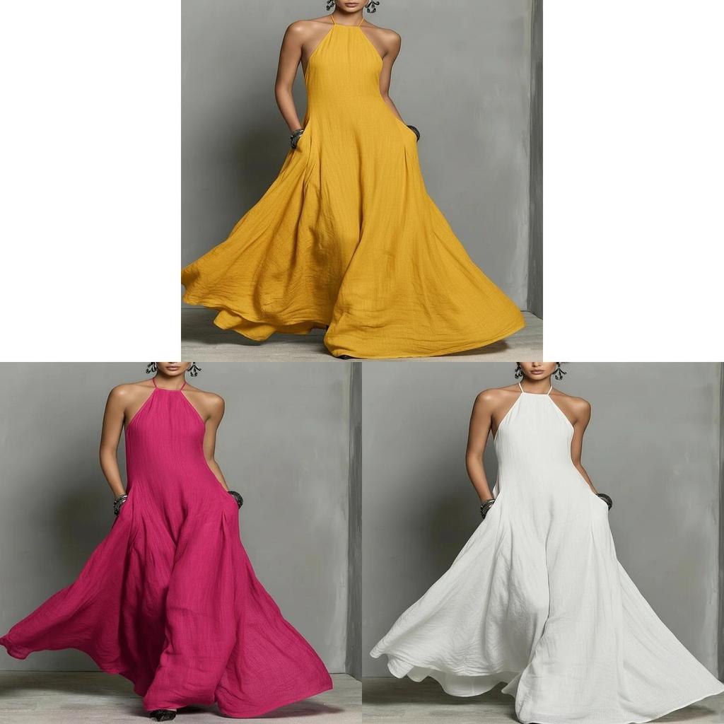 Summer Women Dress With Backless Design For Casual Travel And Party Wear