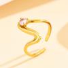 Minimalist Geometric Line Ring: Stainless Steel with Inlaid Zircon Diamond for Women