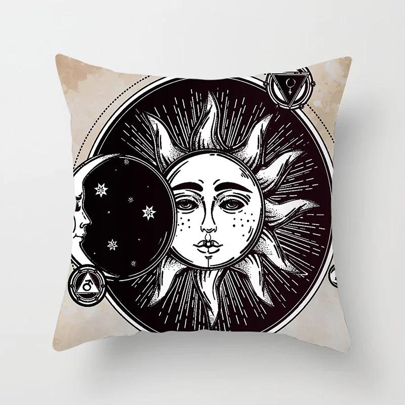 Home Decor Sun & Moon Themed Cosmic Throw Pillow Covers Pattern Cushion Cover Suitable For Sofa Bedroom Car Pillow Cover