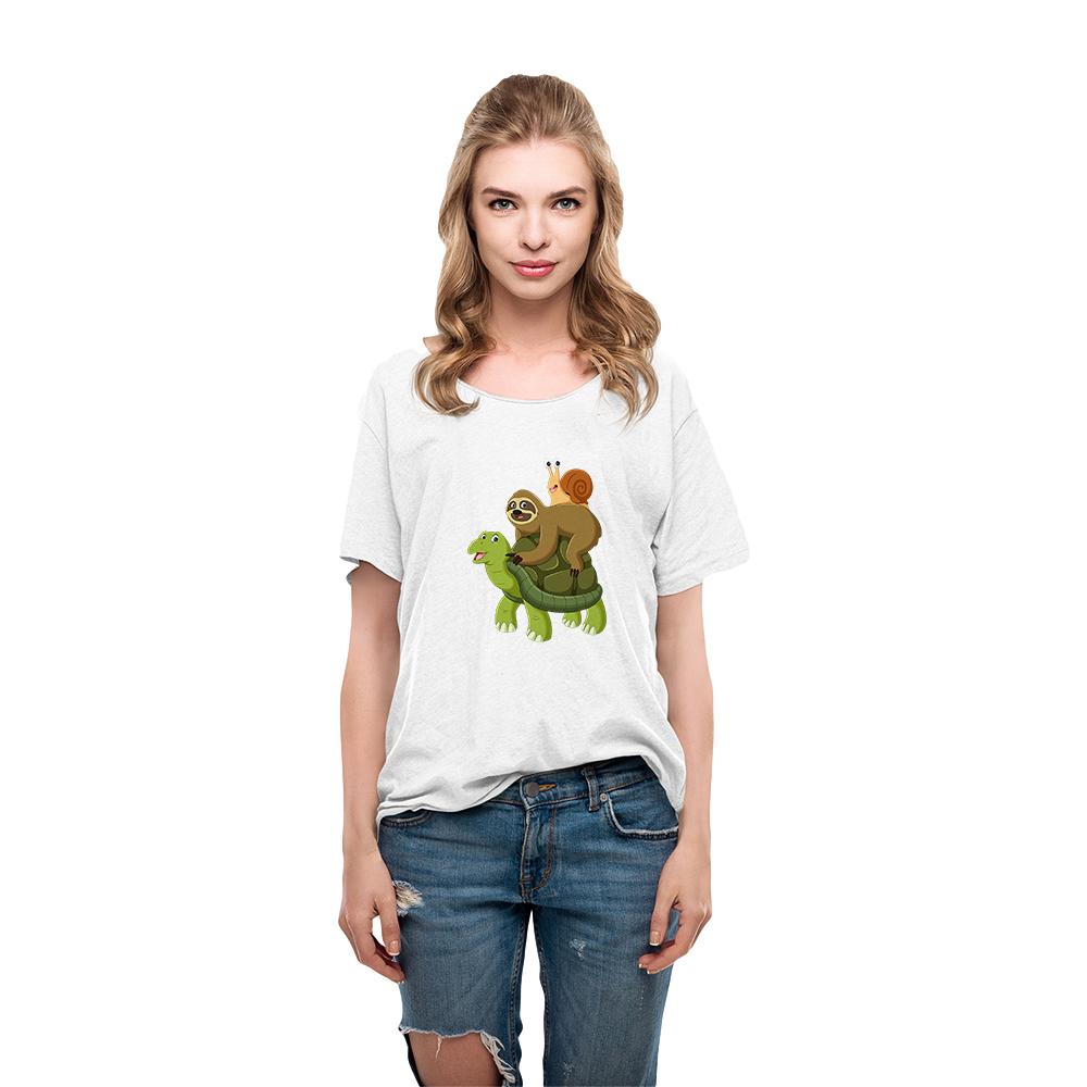 Tortue Et Paresseux Dessin Animé T-shirt Femme Drôle Été Urbain Décontracté Hauts Vêtements Tumblr Femme Nouveau
