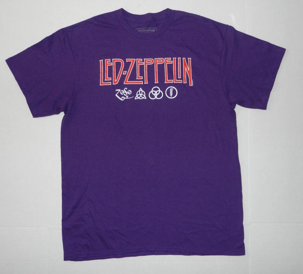 Led Zeppelin Unisex Logo Symbols Purple T-Shirt New L