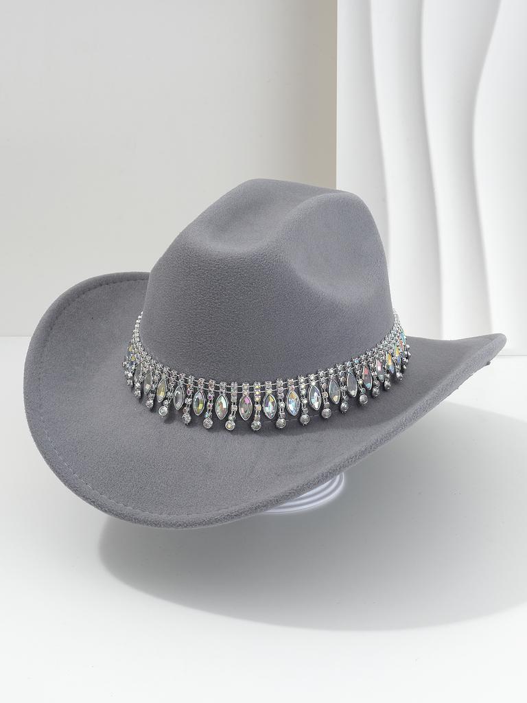 Men's and women's European and American elegant top hats, unique jazz cowboy hats, fringed gemstones, rhinestone accessories, belts, wedding engageme