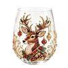 Holiday Beverage Cup, Clear Stemless Christmas Glass with Gold Detail for Table Service and Seasonal Hosting Use