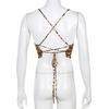 Leopard Pattern Women Tank Tops Backless Sexy Rave Outfits Sleeveless Cross Lace Up Bralette Crop Top Summer Streetwear