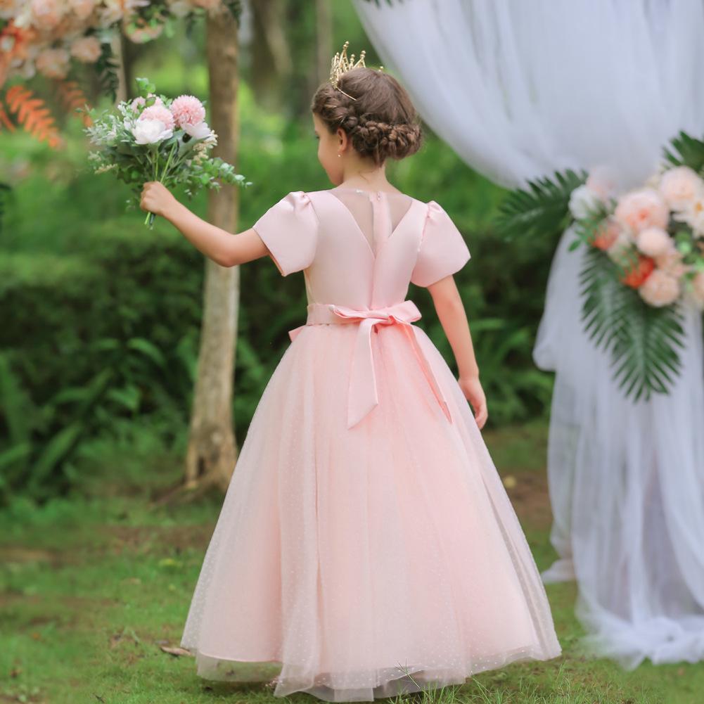 Mädchen Prinzessinnenkleid Klavieraufführung Kostüm Mittlere Große Kinder Bankett Abendkleid Hochzeitskleid Atmungsaktives Mesh Formelles Outfit