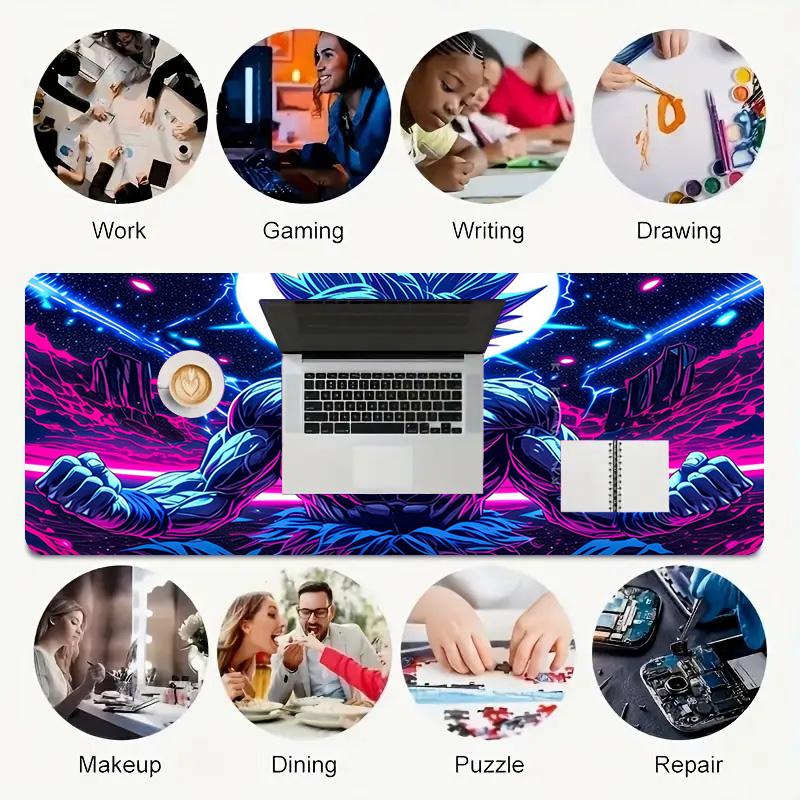Super Saiyan Xl Gaming Mouse Pad Nonslip Rubber Base Stitched Edge Waterproof Desk Mat For Pc Laptop Gamer Office Computer Accessories C9276