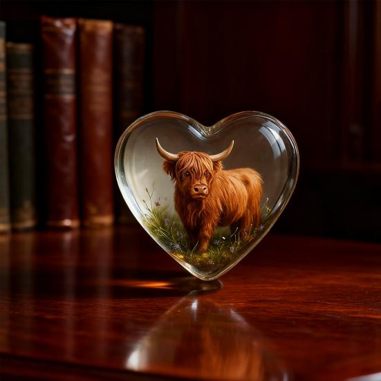 Highland Cow Pocket Hug Mini Heart Shaped Highland Cow Ornament with Inspirational Card Heartfelt