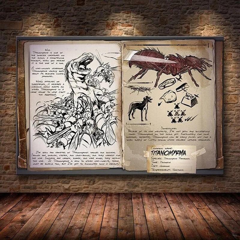 Modułowy Płócienny Ark Survival Evolved Obrazy Malarstwo Gra Survivalowa Wystrój Domu Druk Plakat Dinozaura Salon Nowoczesna Sztuka Ścienna