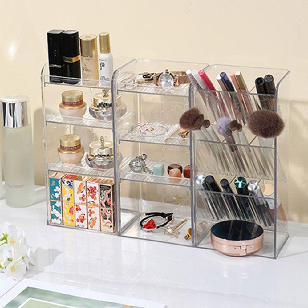 Vertical Clear Makeup Organizer Transparent Lipstick Storage Box Makeup Shelf Cabinet Organizer