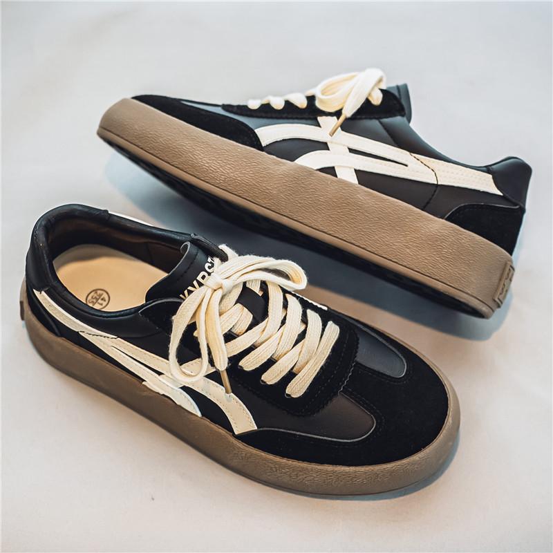 

New niche design men s shoes trendy sports and leisure leather board shoes 44 чёрный