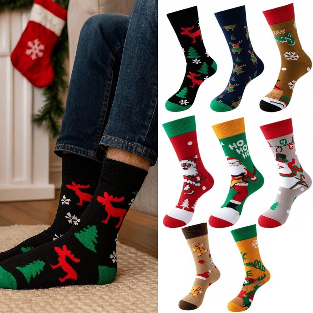 8 Pairs Soft Women Christmas Socks Santa Snowman Elk Comfortable Women Winter Christmas Stockings Xmas Warm Socks