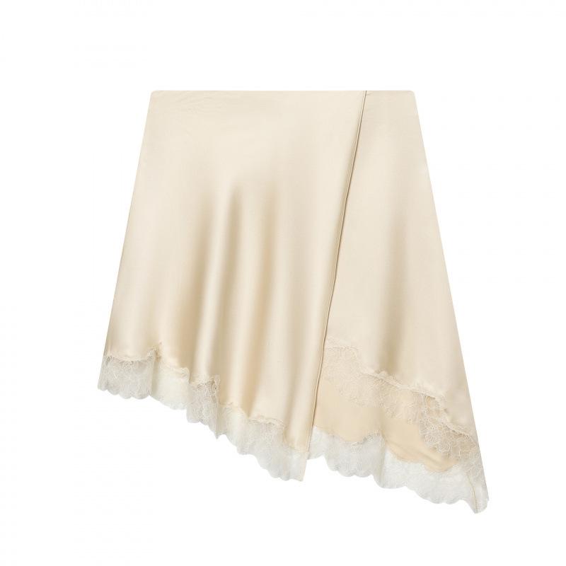 

2026 Spring European & American Fashion Lace Hem Slit Irregular Skirt L абрикосовий