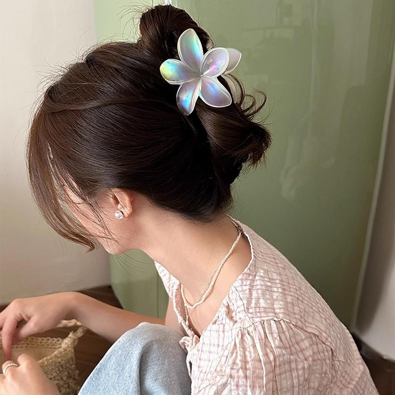 New Laser Gradient Flower Hair Claw Women Fashion Lightweight Acrylic Headwear Hairpin Crab Barrette Girl Hair Accessories