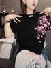 Large size foreign style printing round neck short-sleeved T-shirt women's summer slightly fat MM slim and thin fashion casual versatile top