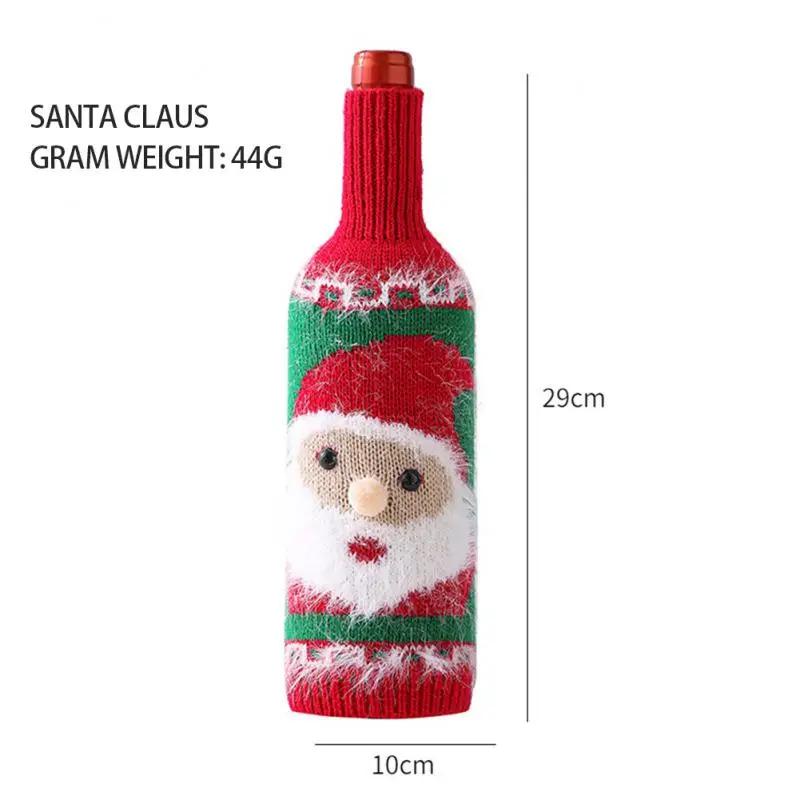 Christmas Decorations for Home Santa Claus Wine Bottle Cover Snowman Stocking Gift Knitted Xmas Navidad Decor Happy New Year