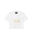 VERSACE JEANS COUTURE Letter Print SS21 T Shirt Men's White B3GZA7TF-30331-K41