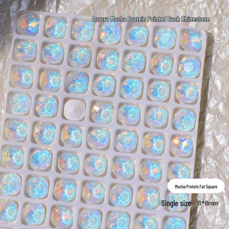 Nail Art Mocha Aurora: 3D Glänzender Kristallglasschmuck für Atemberaubende Blaulicht-Dekoration