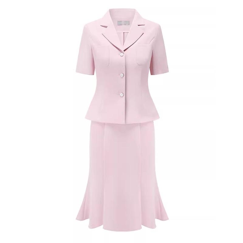 Elegant Retro Fishtail Skirt and Suit Collar Two-Piece Set
