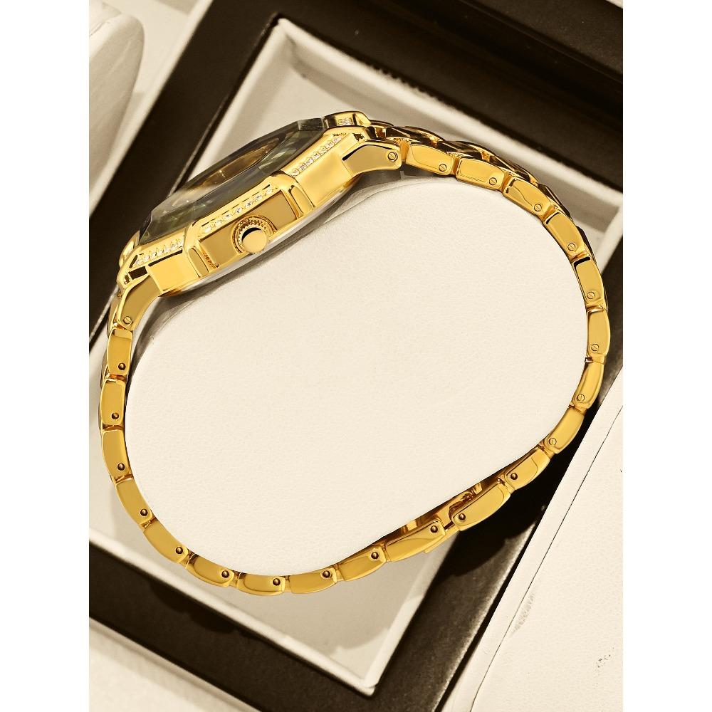 Relógio de Pulso Octogonal de Diamante para Mulheres Pulseira de Aço Inoxidável de Luxo Relógio de Quartzo Moda Strass Relógio de Pulso Feminino para Vestir