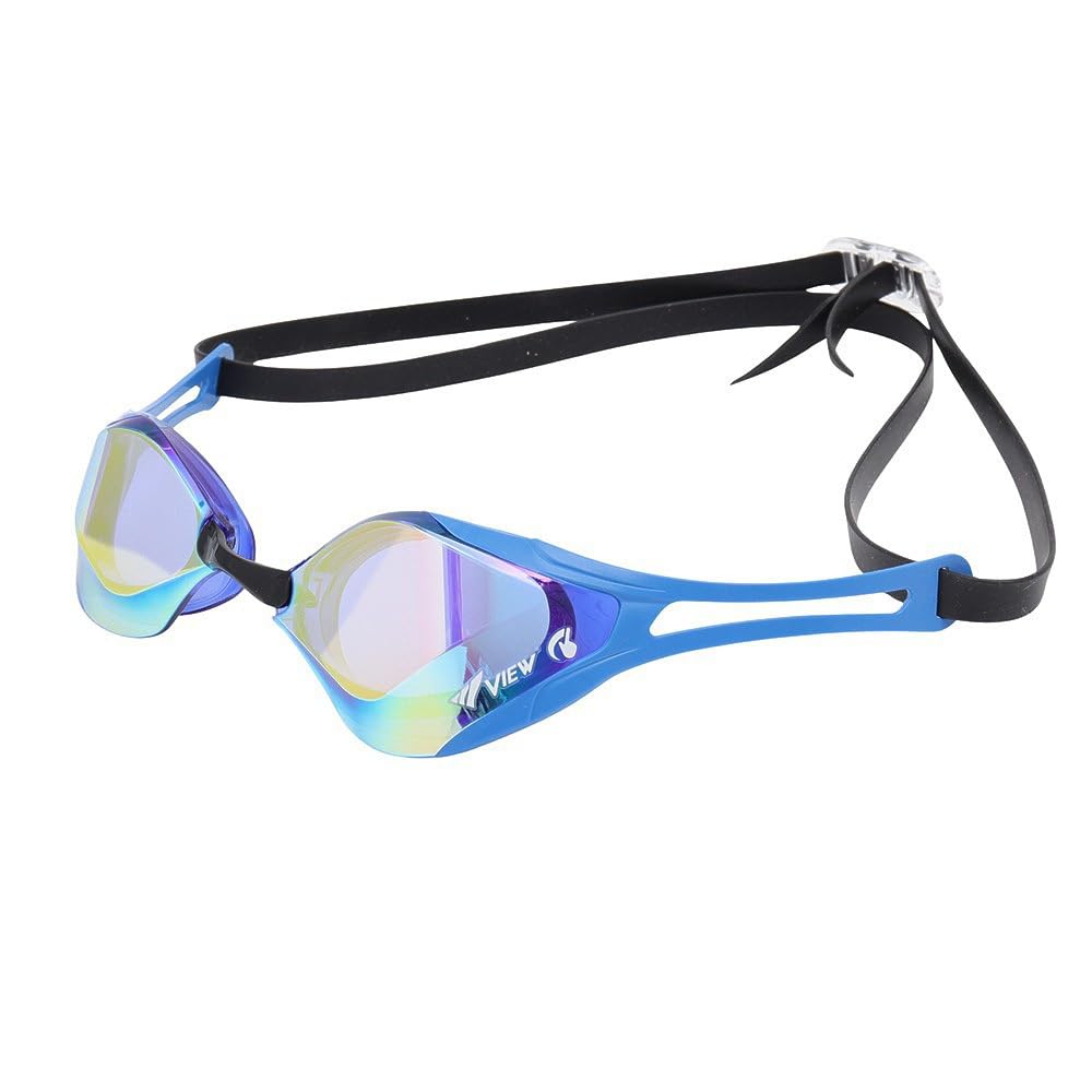 View Blade Mirrored Swimming SWIPE V128ESAM CBO x F-Zero Goggles, (Blue Yellow/FF/Men's, Women's)