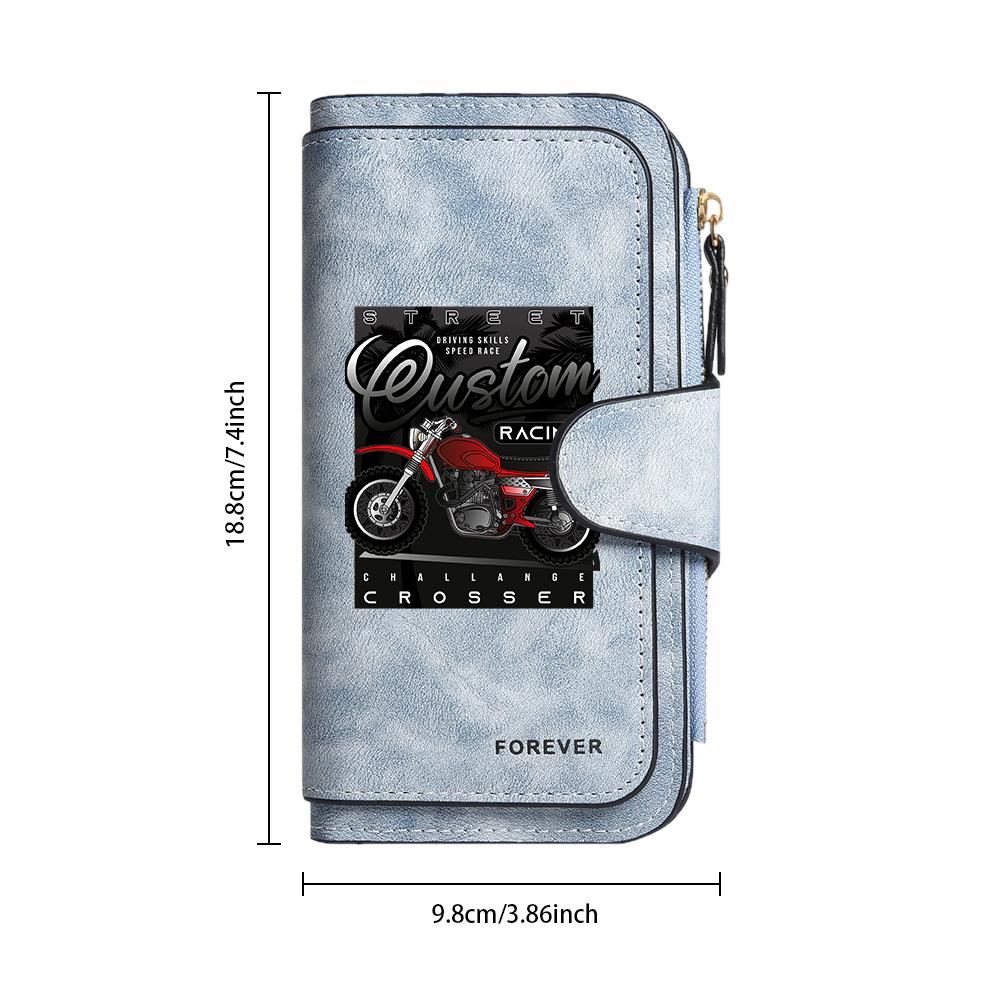 Men's Custom Moto Pattern Long Wallet Fashion Casual Multi Card Holder Purse
