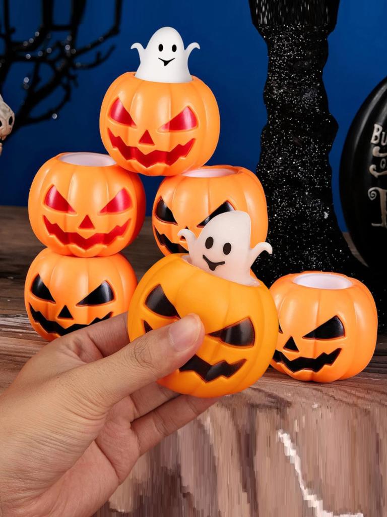 Halloween Pumpkin Ghost Squeeze Toy Stress Relief Pinch Fidget Toy for Kids Party Favors Treat Bags Fillers and Gifts
