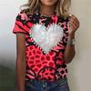 Women Love Heart Fashion T-Shirts Summer Short Sleeve 3D Printing Street Hip Hop Ladies Tee Casual Tops