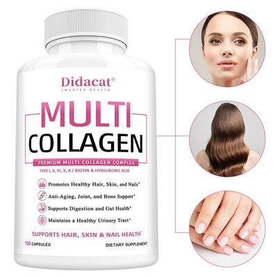 Multi-Kollagen-Komplex-Nahrungsergänzungsmittel Anti-Aging Haut Knochen Gesundheit 120 Kapseln