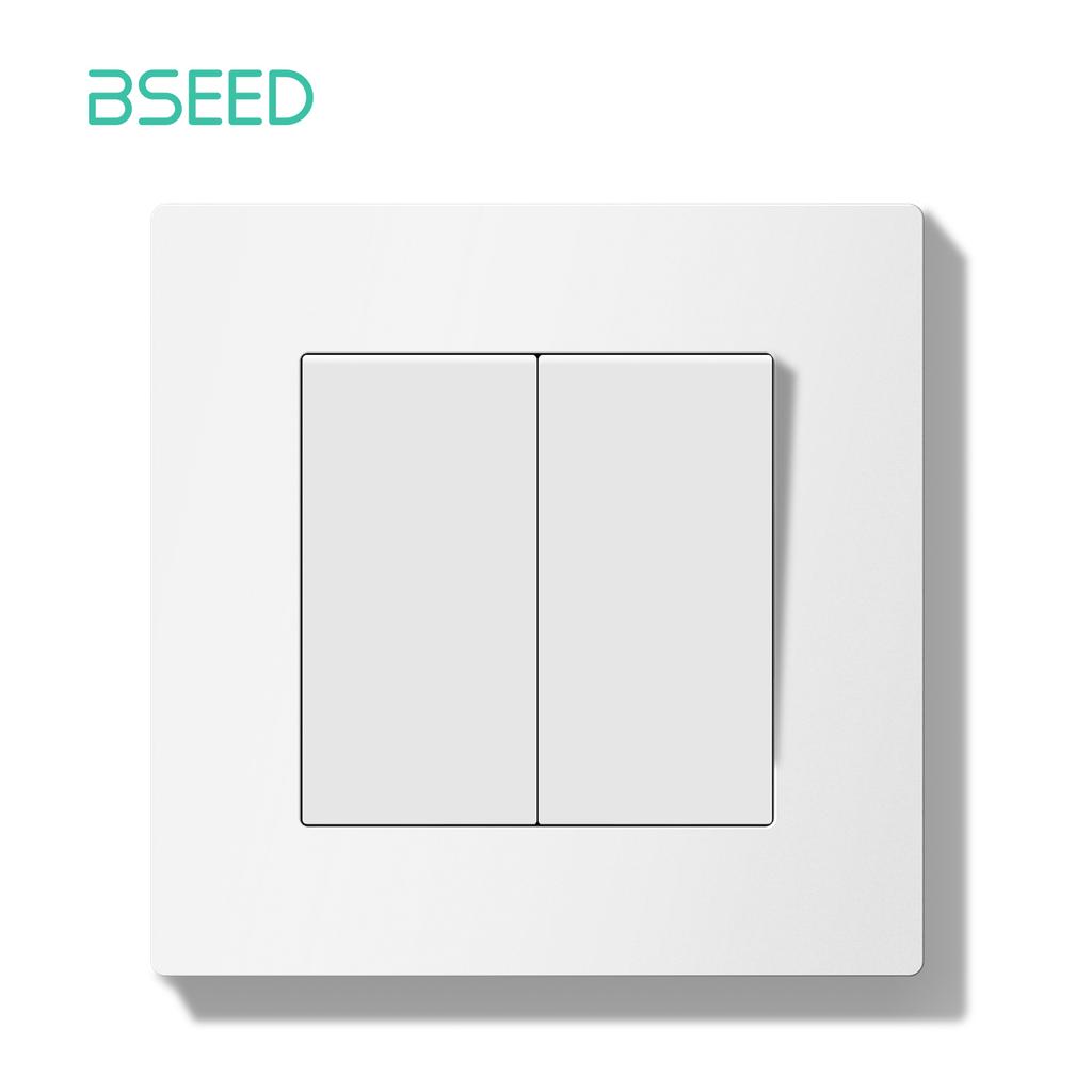 BSEED Spínač Světelný spínač s LED Bílý plastový rámeček Nástěnný spínač s kontrolkou řady E Standard EU 1/2cestný/Reset