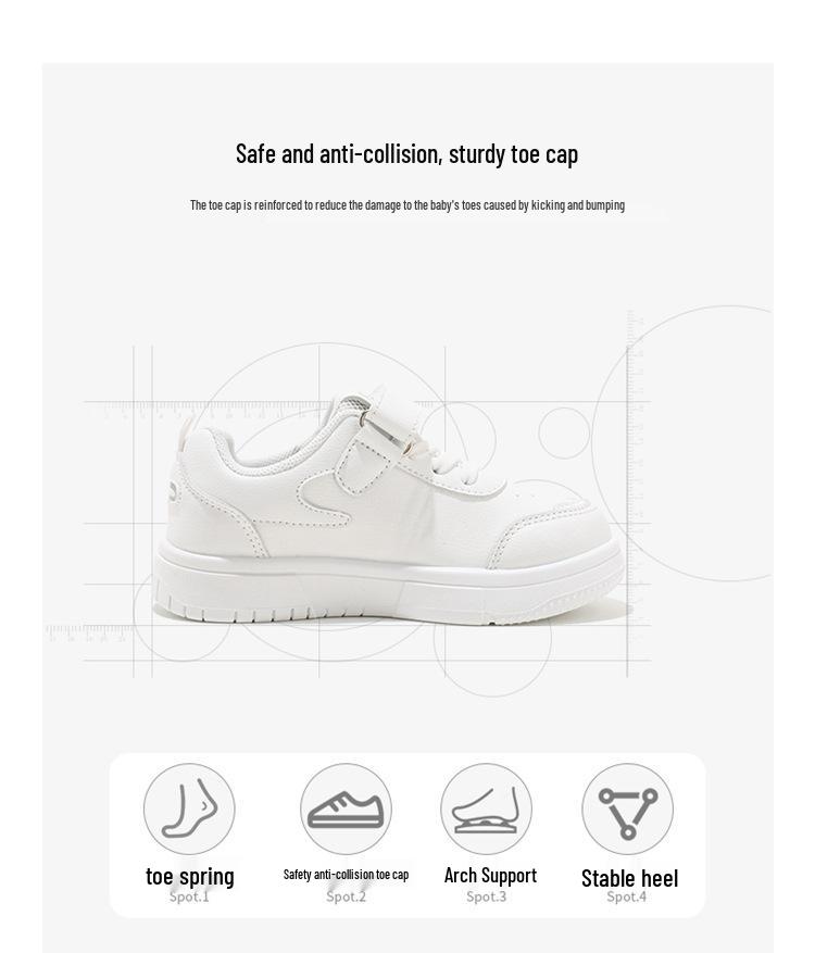 ABC Kids 6137 Unisex Casual Sneakers - Autumn 2025 White Hook-and-Loop Shoes