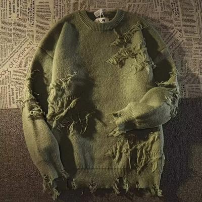 Autumnand Y2k Streetwear Vyriškas Retro Hole megztinis su kutais laisvas universalus megztinis vyrams ir moterims ilgomis rankovėmis
