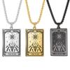 Dawapara Skeleton Tarot Necklace Amulet Marigold Tarot Card Major Arcana Necklaces Halloween Gift Stainless Steel Jewelry