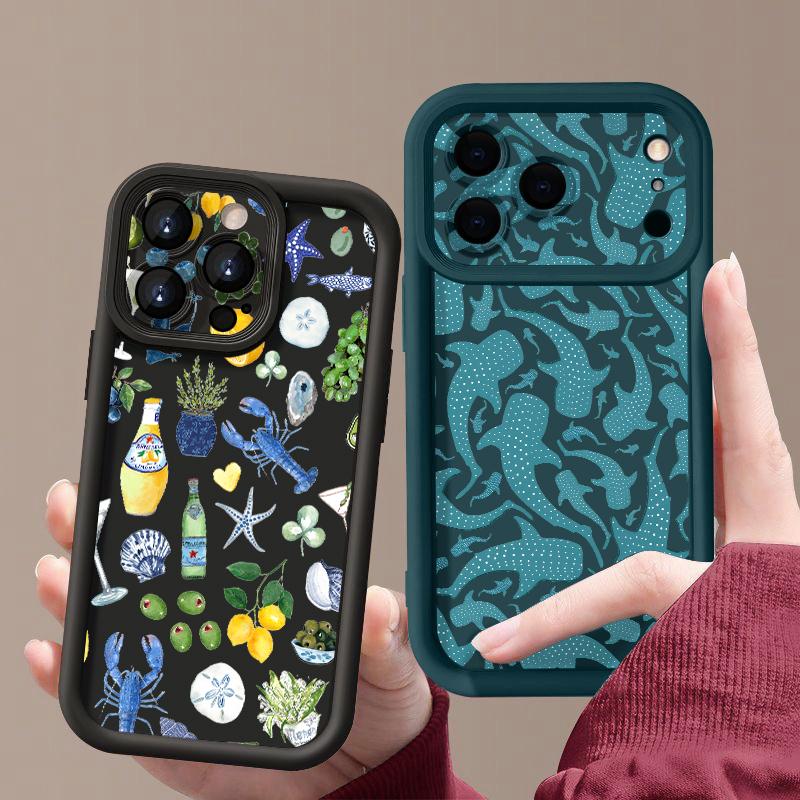 Ocean Whale Pattern TPU Phone Case For iPhone 17 Pro 17e 15 16 Pro Max 14 13 Pro Max 16e Shockproof Soft Silicone Protect Cover