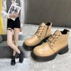 2024 Popular Women's Shoes Elegant and Fashionable Women's Bare Boots Lace Up Shallow Mouth PU Round Head Women's Cotton Boots