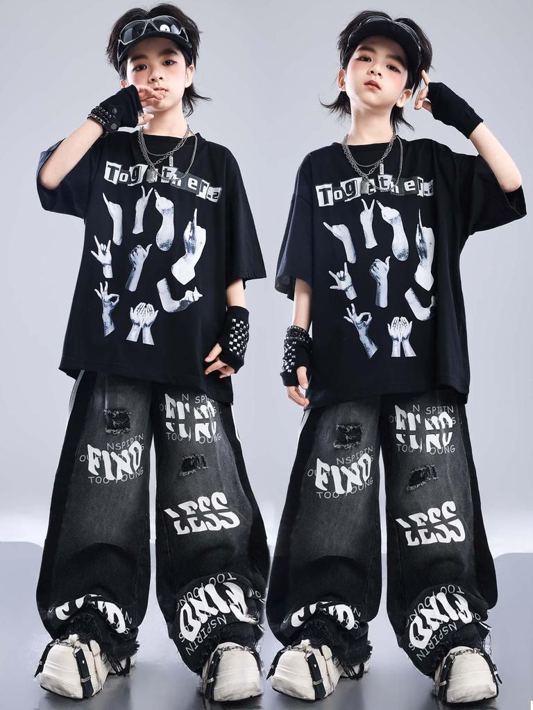 Kids' Hip Hop Street Dance Performance Wear - Trendy Summer Outfits for Boys and Girls