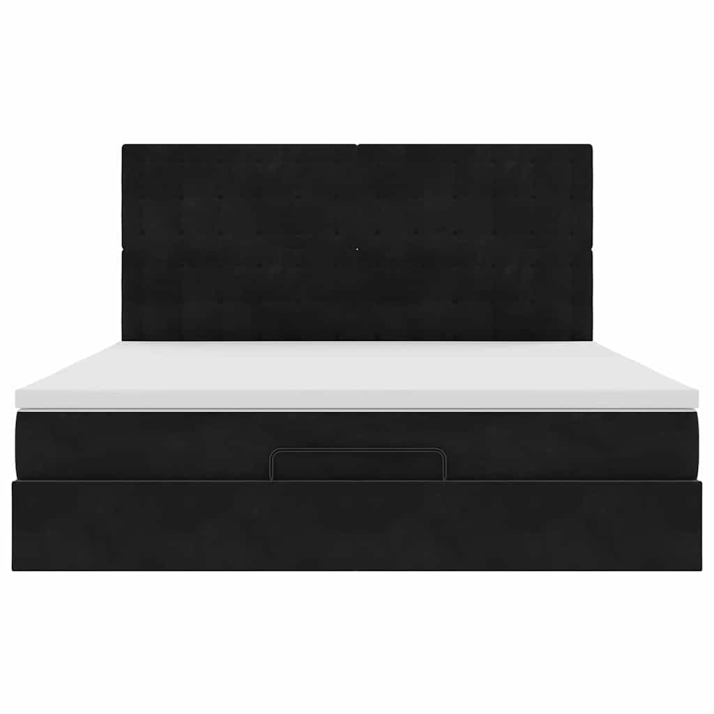 Ottoman Bed with Mattresses Black 160x200 cm Velvet